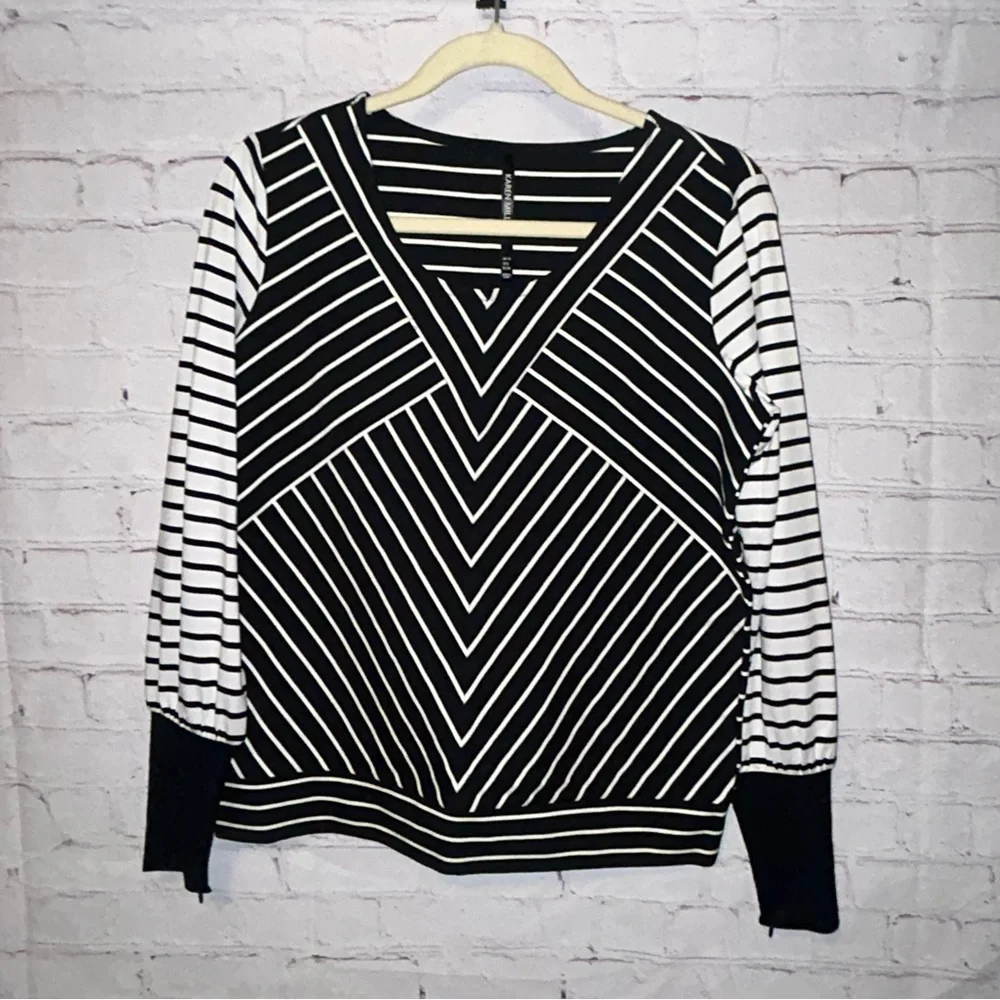 Karen Millen Black and White Top women’s size 6‎ - Picture 2 of 8